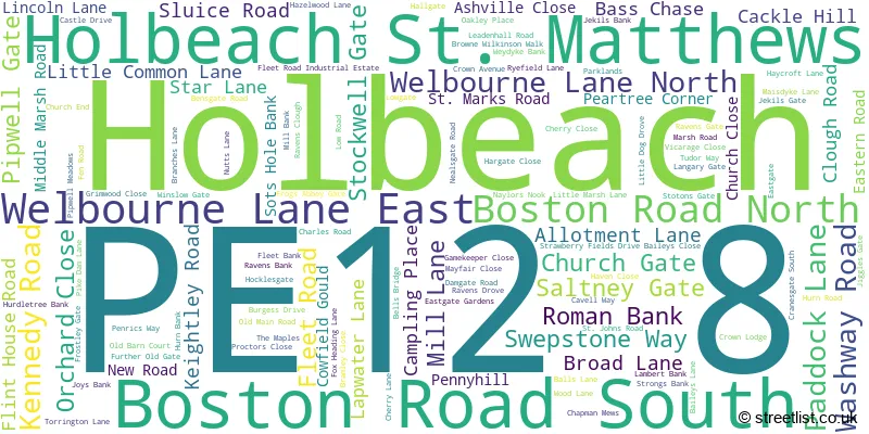 A word cloud for the PE12 8 postcode